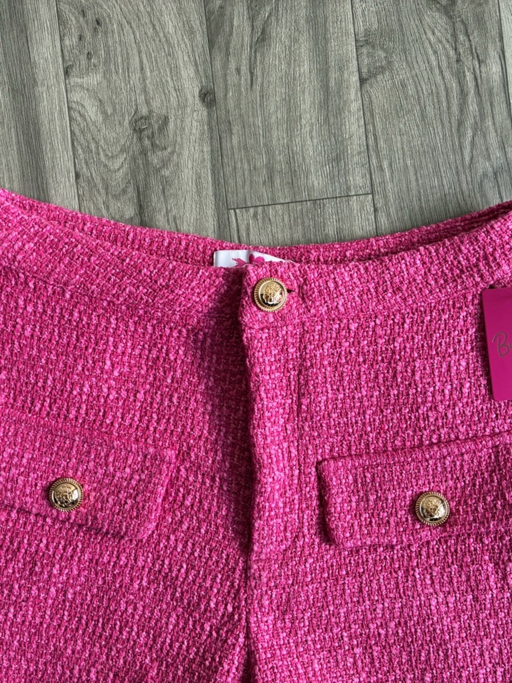 Buddy Love Hot Pink Tweed High-Waist Pocket Shorts - Picture 13 of 16